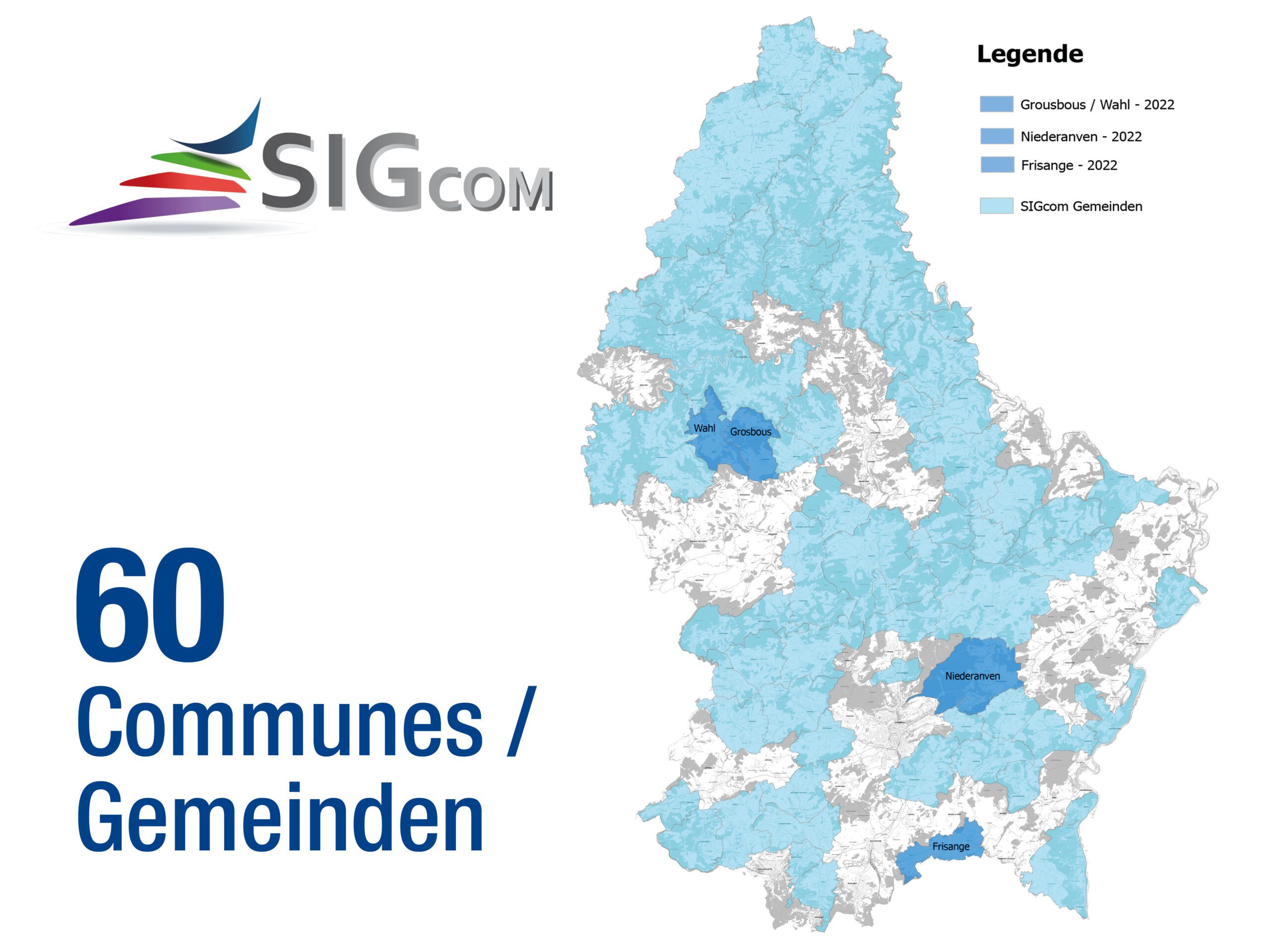 SIGcom: Aktuell unterstützen wir 60 Gemeinden in Luxemburg bei Ihrer Arbeit mit SIGcom